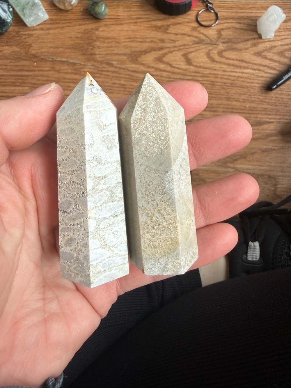 Pair of fossilized coral towers - crystal towers